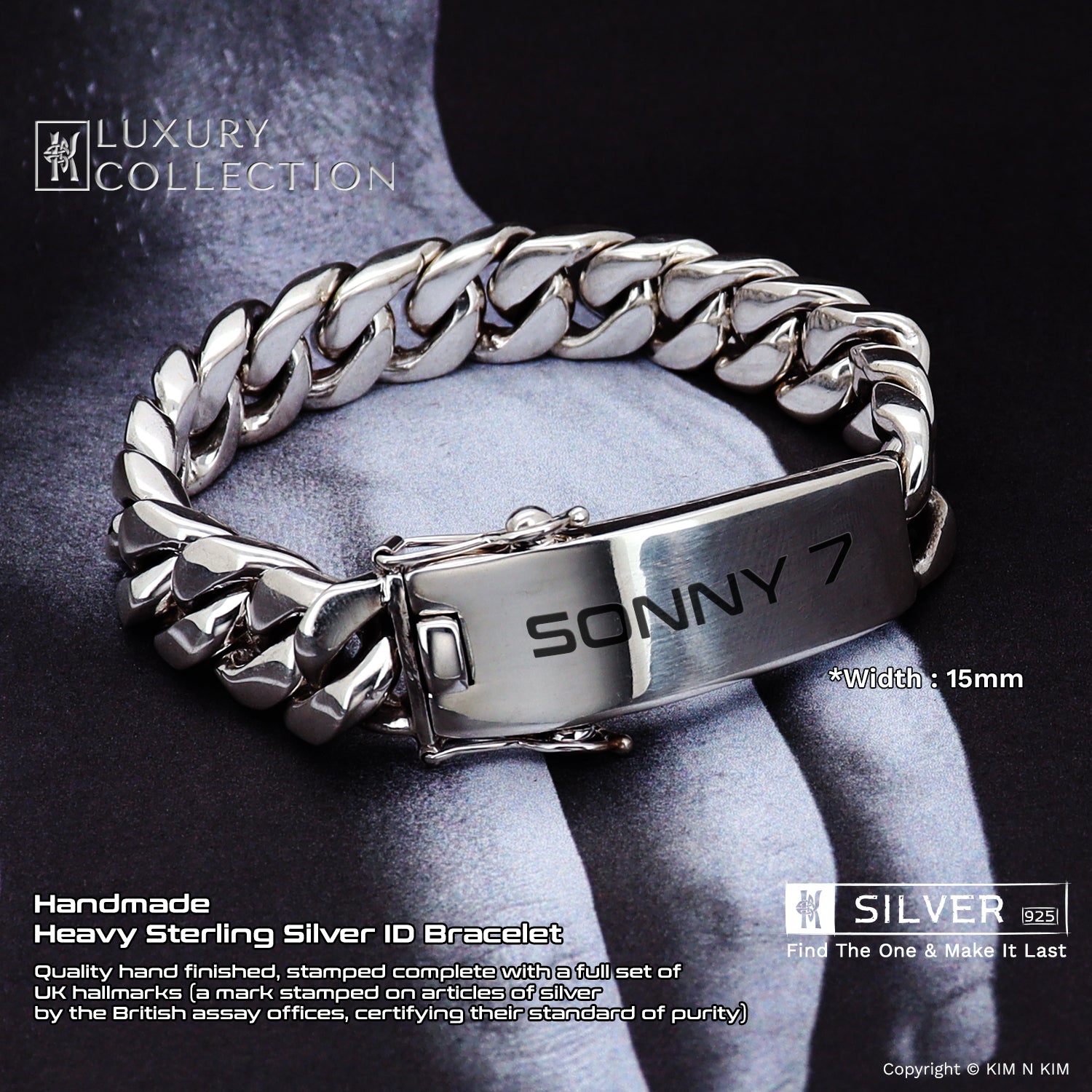 ID Bracelet, Heavy Identity Curb Bracelet, Mens Heavy Curb 