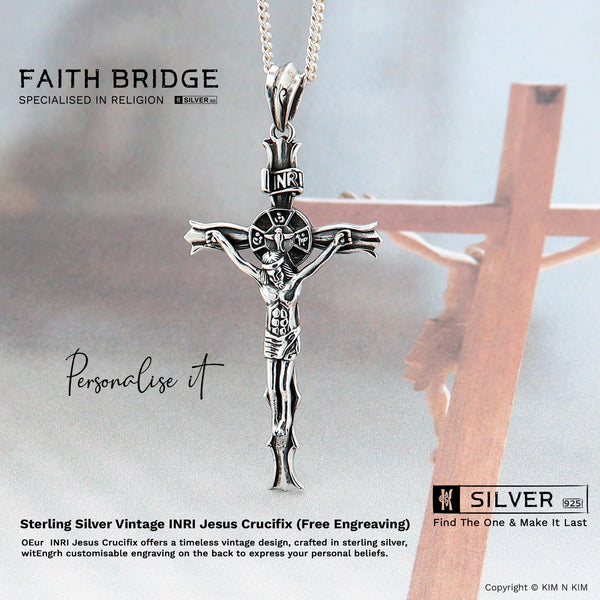 925 Sterling Silver Jesus Cross Crucifix Necklace