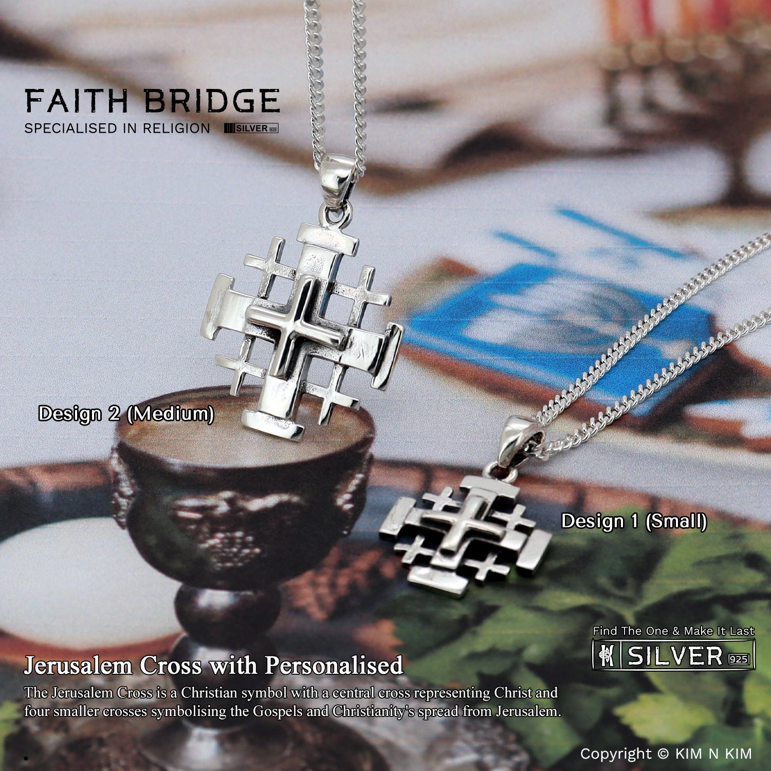 Jerusalem selling Cross Pendant (silver 925)