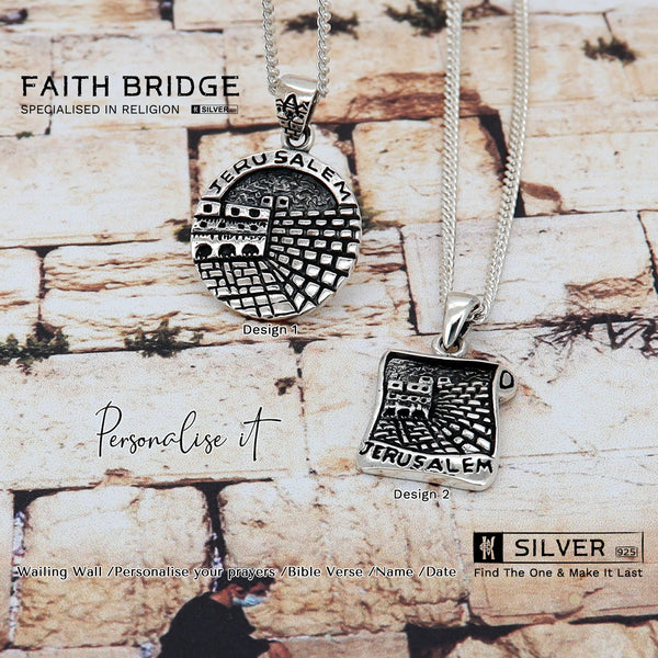 925 Sterling Silver Wailing Wall /Personalise your prayers /Bible Verse /Name /Date