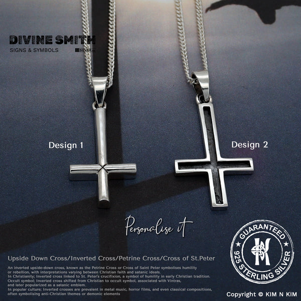 925 Sterling Silver Inverted, Upside down Cross Pendant