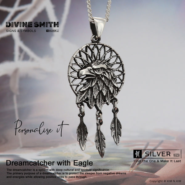 925 Sterling Silver Dreamcatcher with Eagle Necklace
