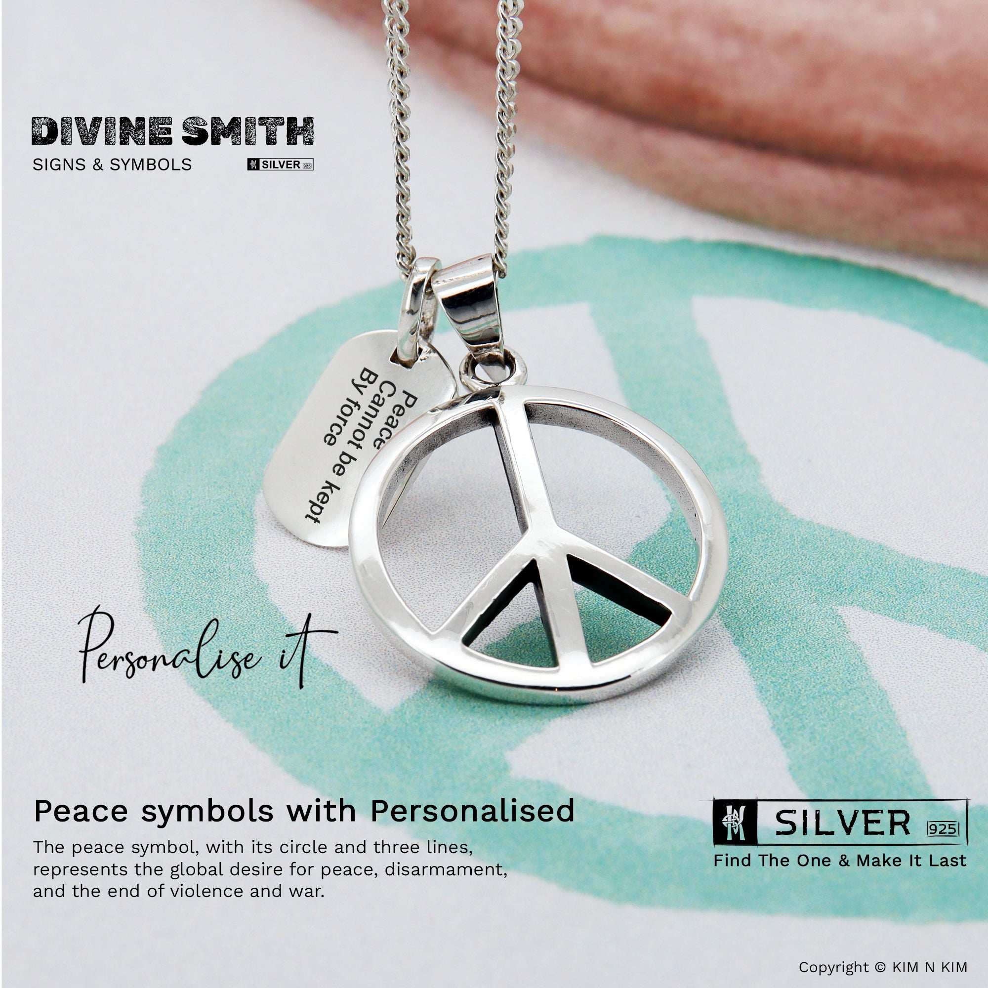 PEACE TEXT PEDANT NECKLACE