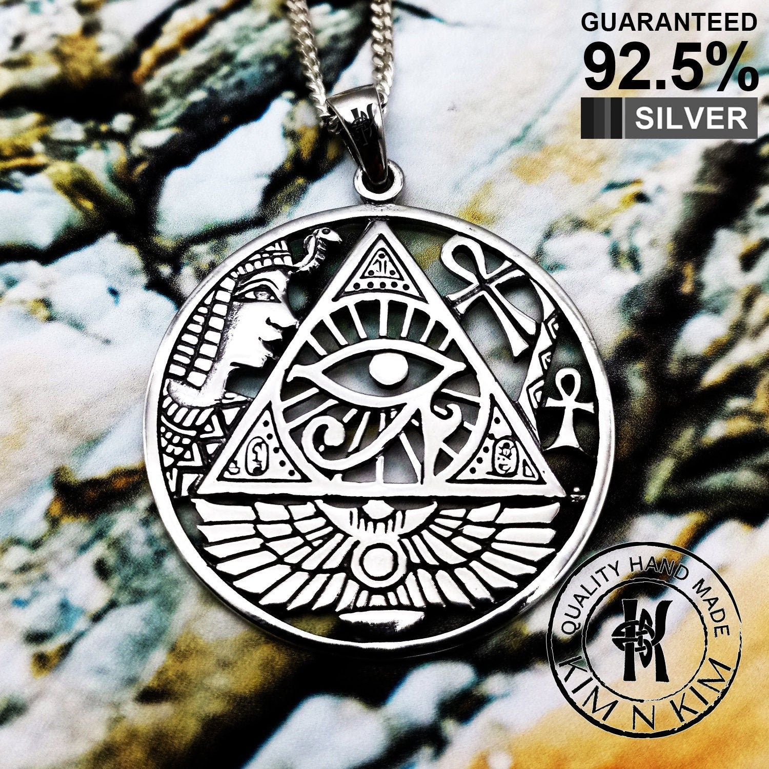 Classic Masonic Providence All Seeing Eye Pendant Stainless Steel Medal Necklace Men's Trend Amulet Jewelry