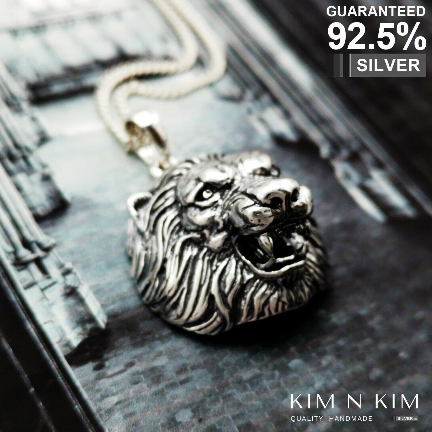 Silver lion sale head pendant