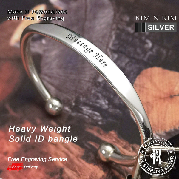Thick & Heavy Weight Solid ID Torque Bangle Bracelet - Large Fits for 7.5"~ 9"