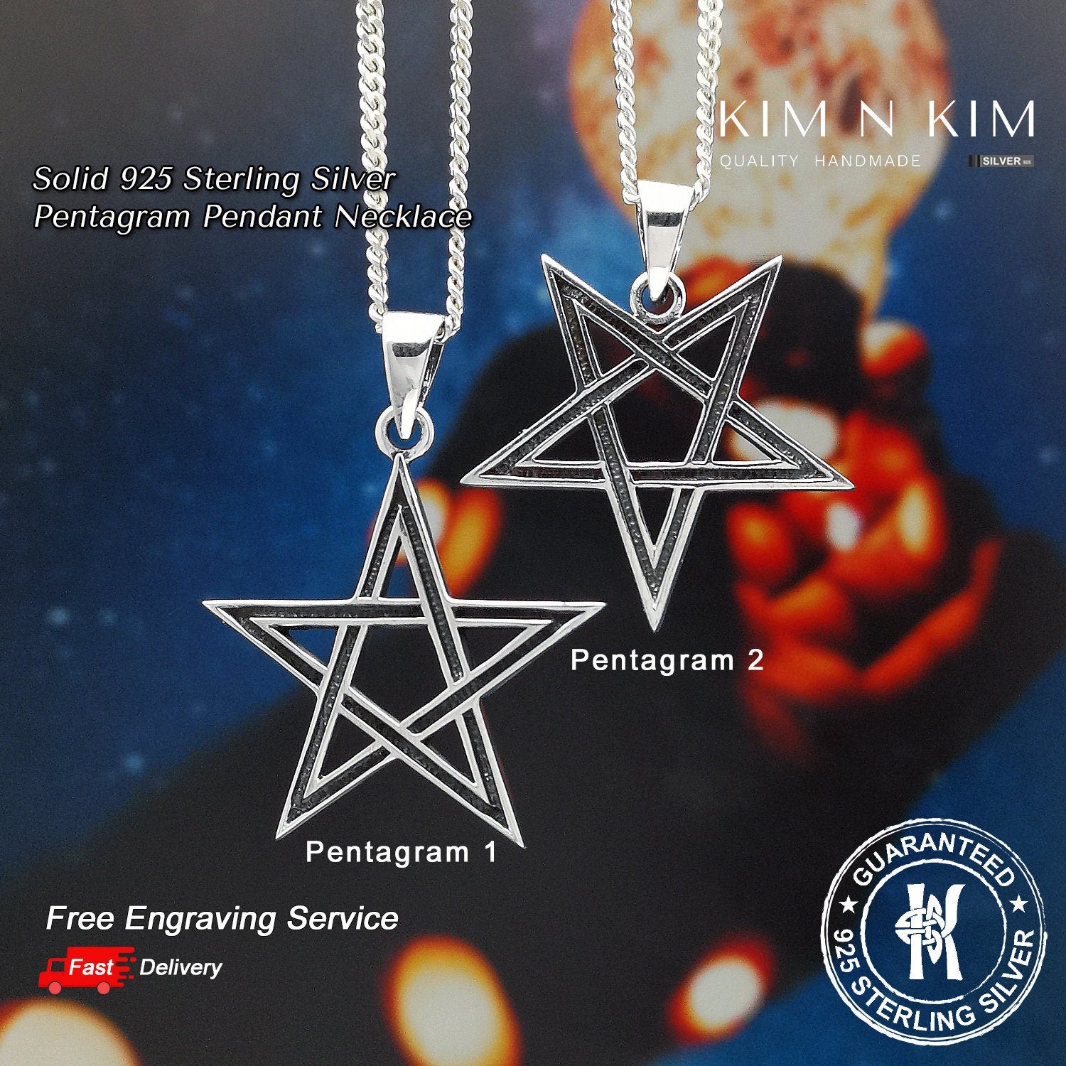 Pentagram Pendant Necklace / Inverted Pentagram / Star / Occult / Free 