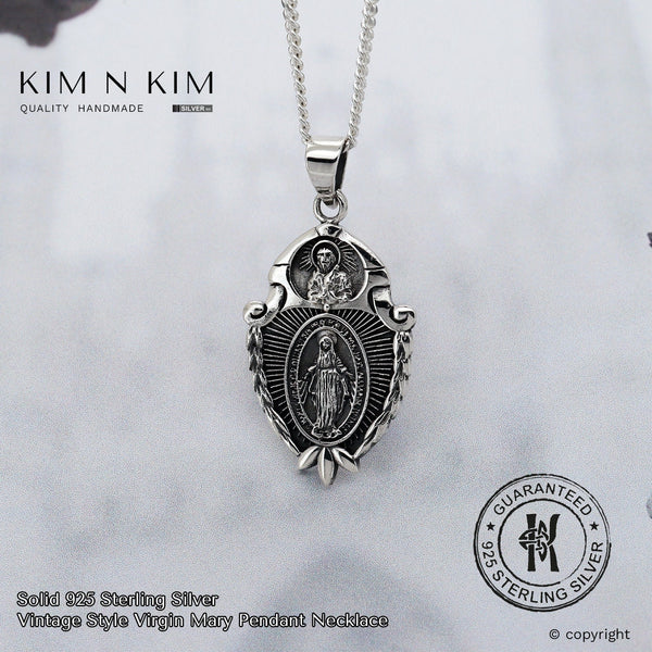 925 Sterling Silver Virgin Mary Personalised Pendant Necklace