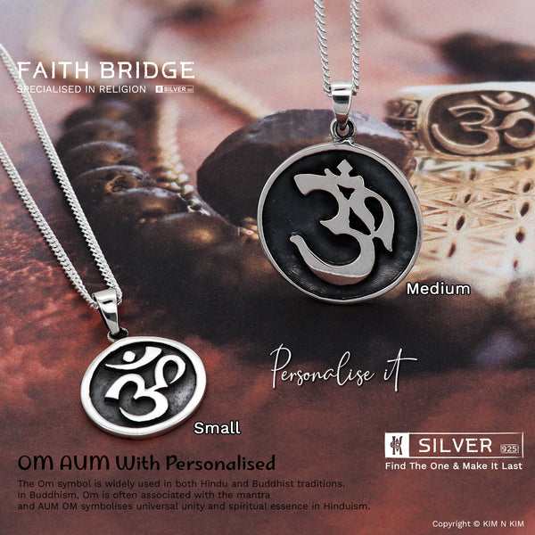 925 Sterling Silver Om(Ohm, Aum) Symbol Buddhist Hindu Spiritual Pendant-KIMNKIM