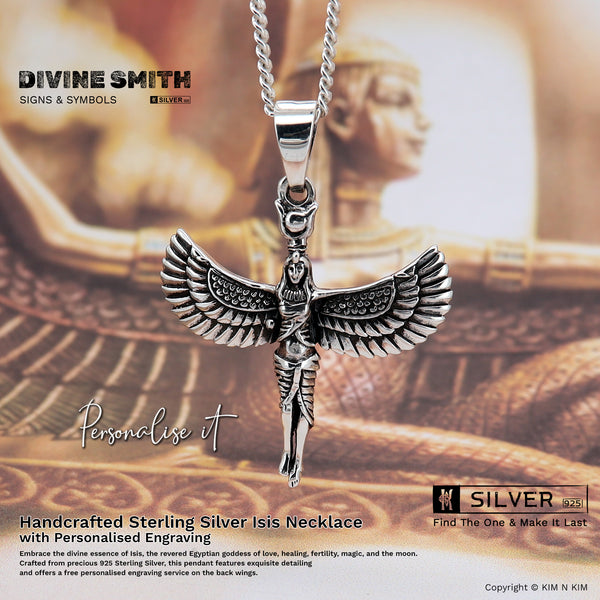 925 Sterling Silver  Winged Goddess Isis Pendant