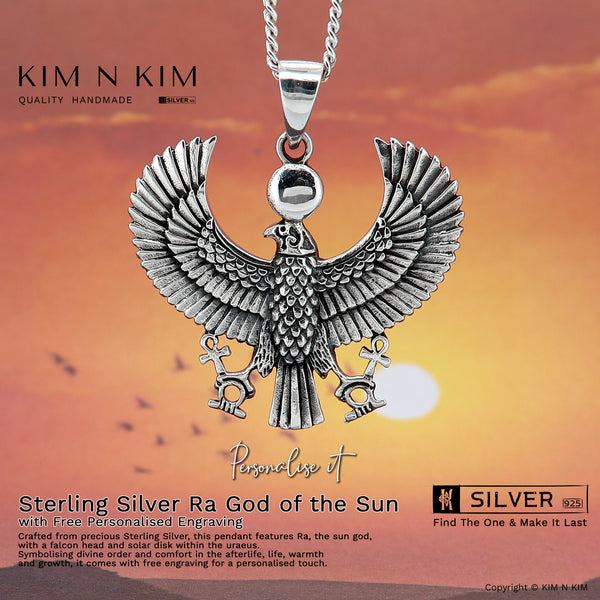 925 Sterling Silver Egyptian Ra God of the Sun Necklace