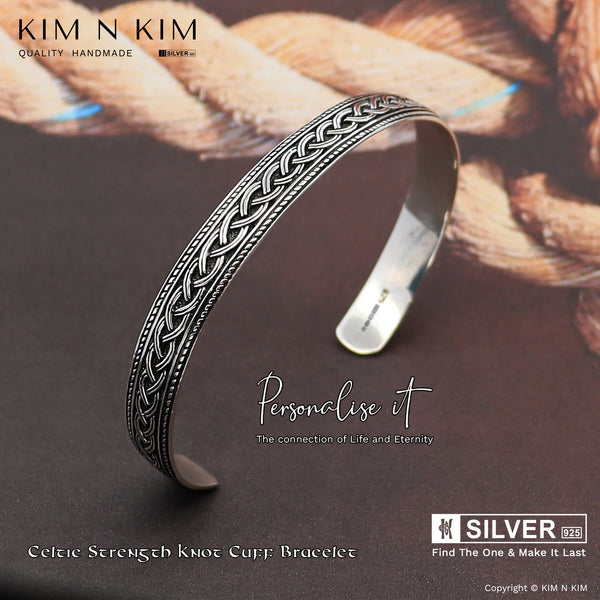 925 Sterling Silver Celtic Knot Cuff Bracelet Bracelet