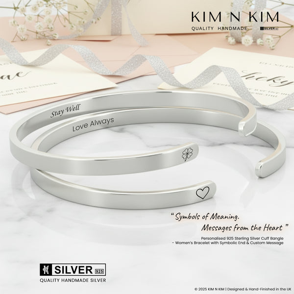 Personalised 925 Silver Cuff Bangle | Adjustable Unisex