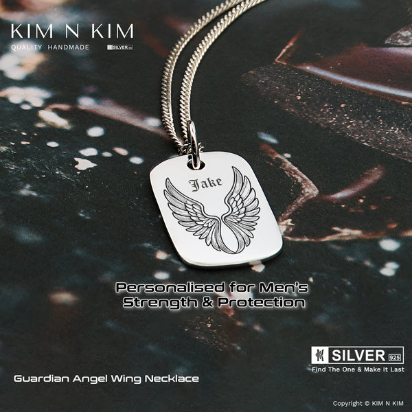 Guardian Angel Wing Necklace – Personalised Necklace for Men