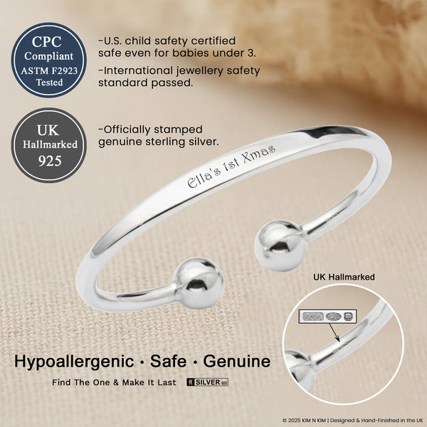 Sterling Silver Baby ID Bangle – Personalised