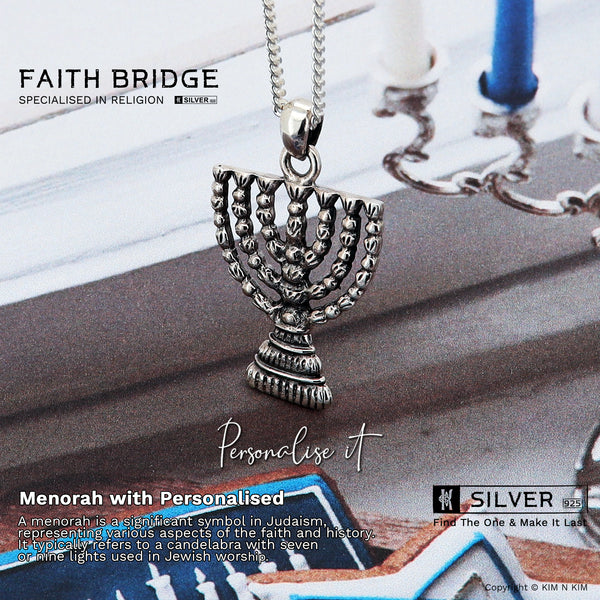 925 Sterling Silver Menorah Necklace