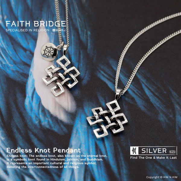 925 Sterling Silver Endless Knot with Charm Pendant