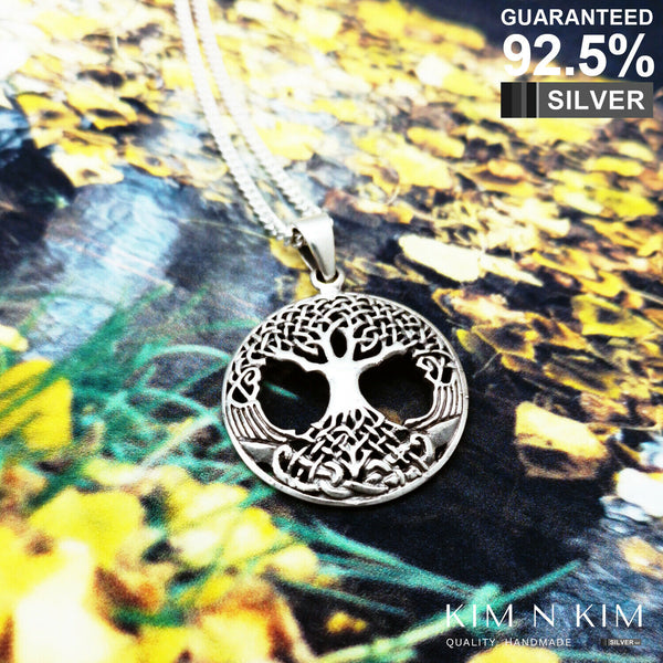 925 Sterling Silver Celtic Knot Pagan Tree of Life Pendant / Solid / Quality