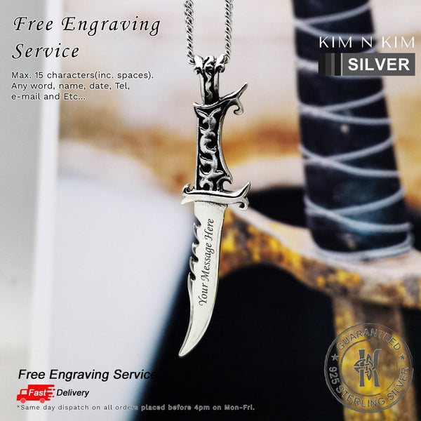 925 Sterling Silver Norse Viking Dagger Pendant