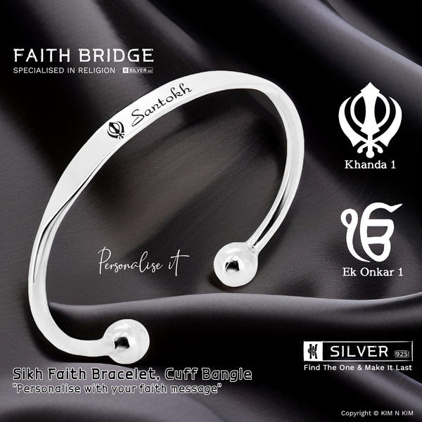 925 Sterling Silver Sikh Faith Bangle Bracelet
