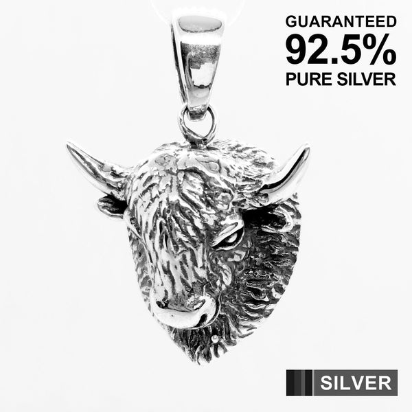 925 Sterling Silver 3D Yak Cow Mask Pendant / Gothic / Solid / Quality