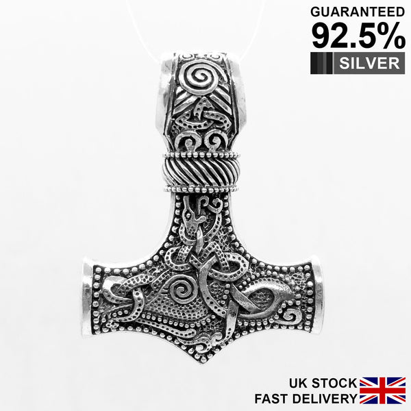 Thor’s Hammer Mjolnir Snake Norse Viking Pendant Necklace