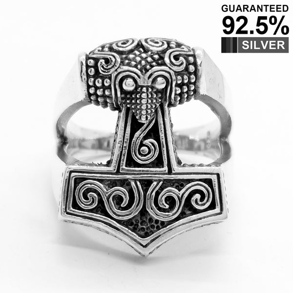 925 Sterling Silver Thor’s Hammer Mjolnir Norse Viking Ring