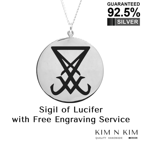 925 Sterling Silver Personalised Necklace, Sigil of Lucifer Seal of Satan Devil Amulet Pendant Necklace