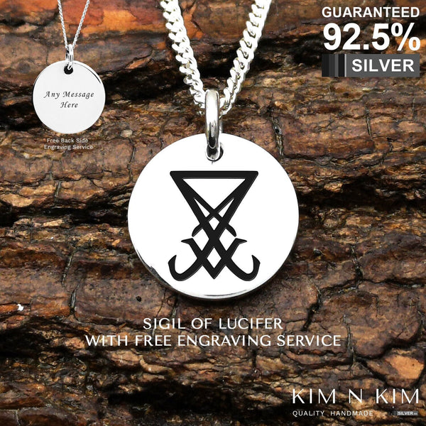 925 Sterling Silver Sigil of Lucifer Seal of Satan Devil Amulet Pendant Necklace