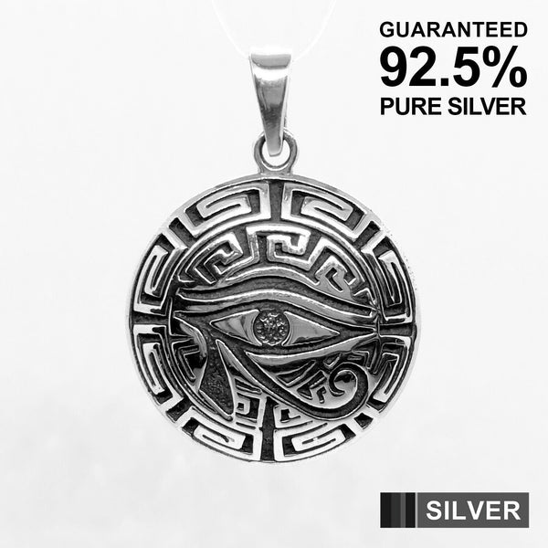 925 Sterling Silver Egyptian Eye of Horus God Ra Rah Udjat Pendant Necklace