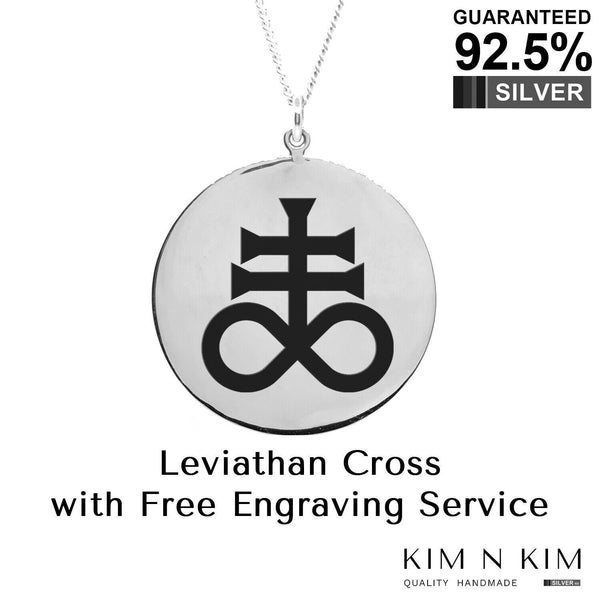 925 Sterling Silver Leviathan Cross Satan's Cross Sulfur Occult Pendant Necklace