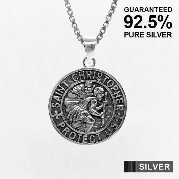 925 Sterling Silver ST. Saint Christopher Protection Pendant