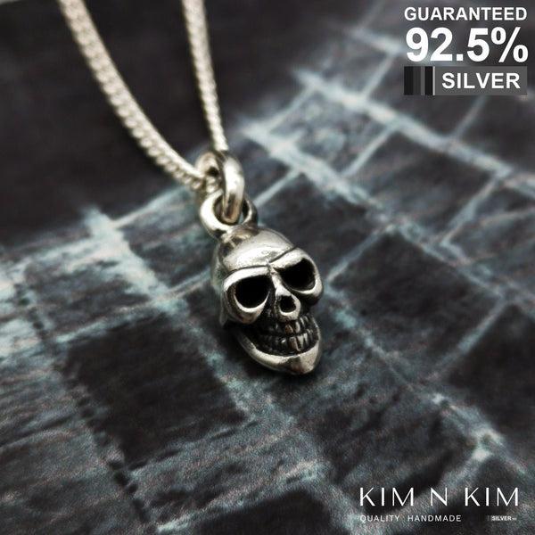 925 Sterling Silver Smile Skull Pendant Necklace / Gothic / Solid / Quality