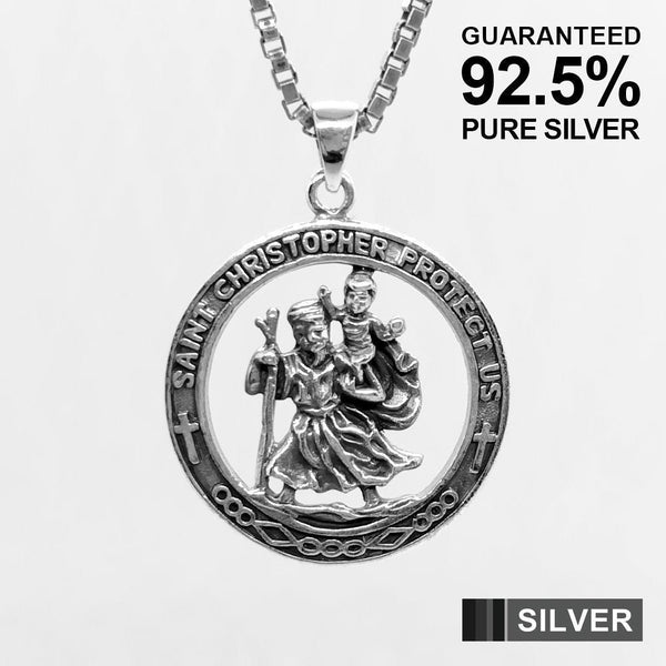 925 Sterling Silver SAINT ST CHRISTOPHER Protection pendant