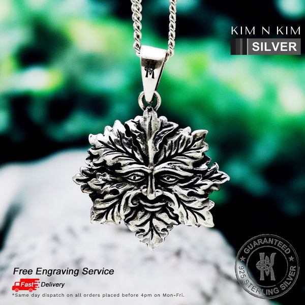 925 Sterling Silver Green Man Pendant