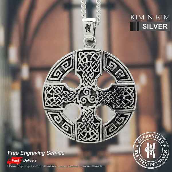 925 Sterling Silver Equal Sided Celtic Knot Cross Triskele Pendant