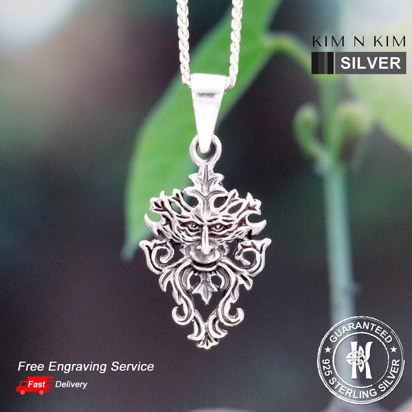 925 Sterling Silver Green Man Pan God of Nature Pendant