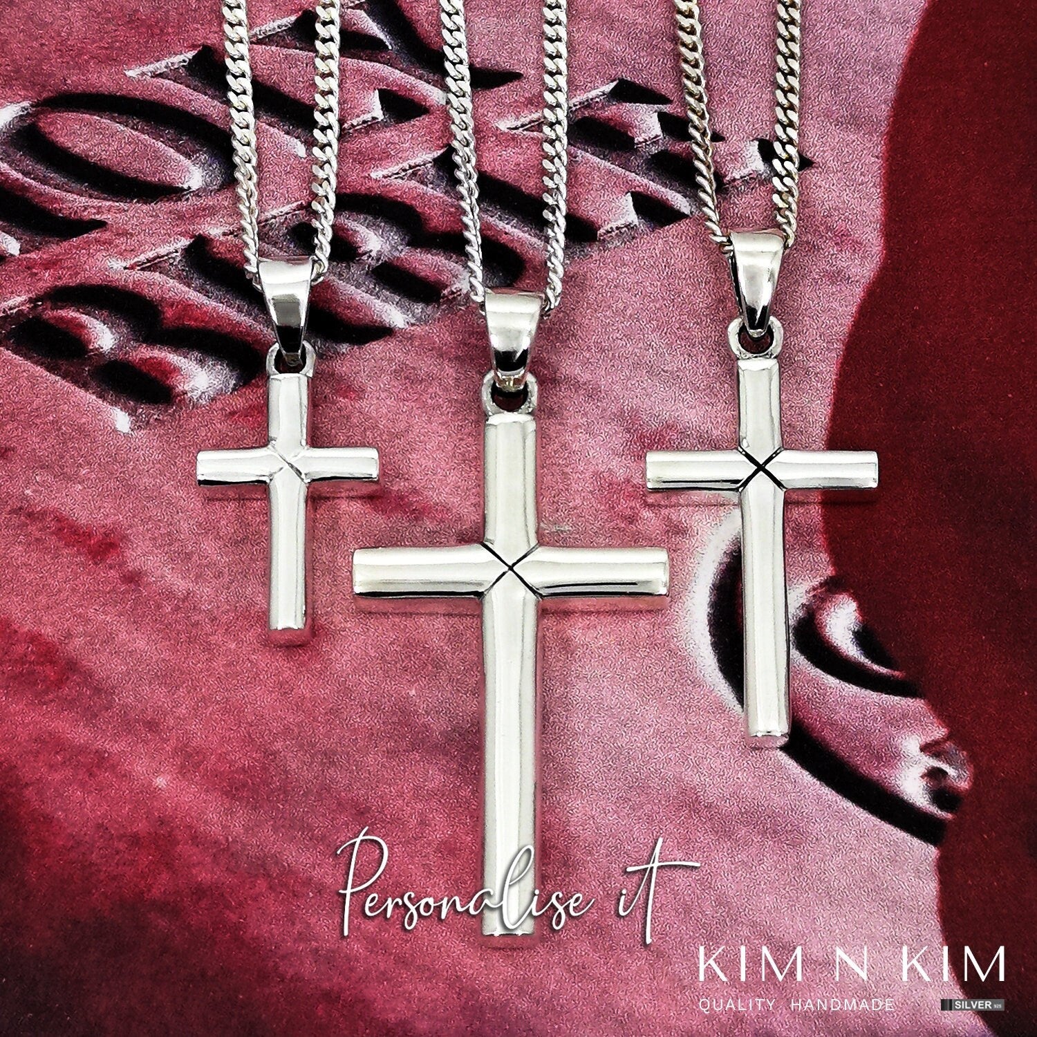 Platinum Thick Plain Polished Cross Pendant