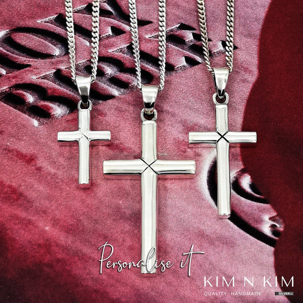 925 Sterling Silver Plain Thick Cross Pendant(Thick-walled hollow)