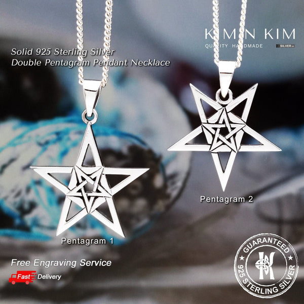 925 Sterling Silver Double Pentagram Pendant