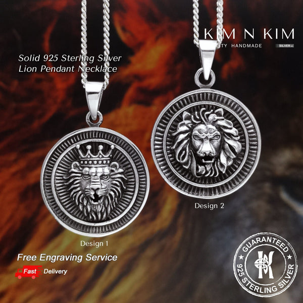 925 Sterling Silver Lion with a Crown Pendant