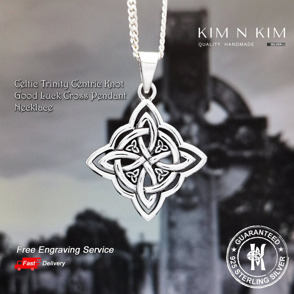 925 Sterling Silver Celtic Trinity Centric Knot Cross Pendant