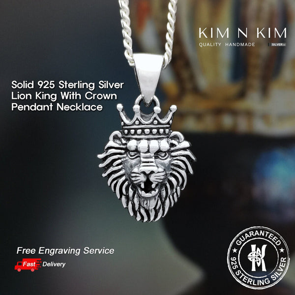 925 Sterling Silver Lion King With Crown Pendant