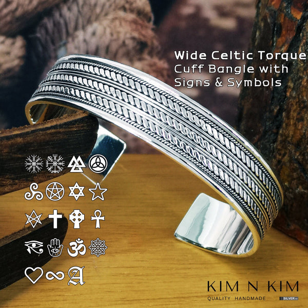 925 Sterling Silver Wide Celtic Braided Cuff Bangle Bracelet