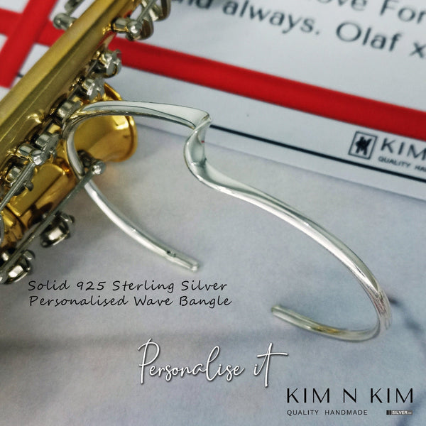 925 Silver Wave Bangle Bracelet