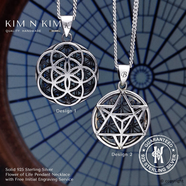 925 Sterling Silver Seed & Flower Of Life Pendant