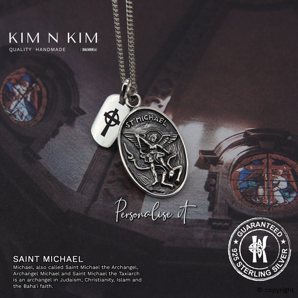 925 Sterling Silver St. Michael Pendant Necklace